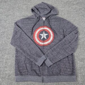 Marvel Avengers Captain America Shield Zip Hoodie Gray Heathered Mens 2XL